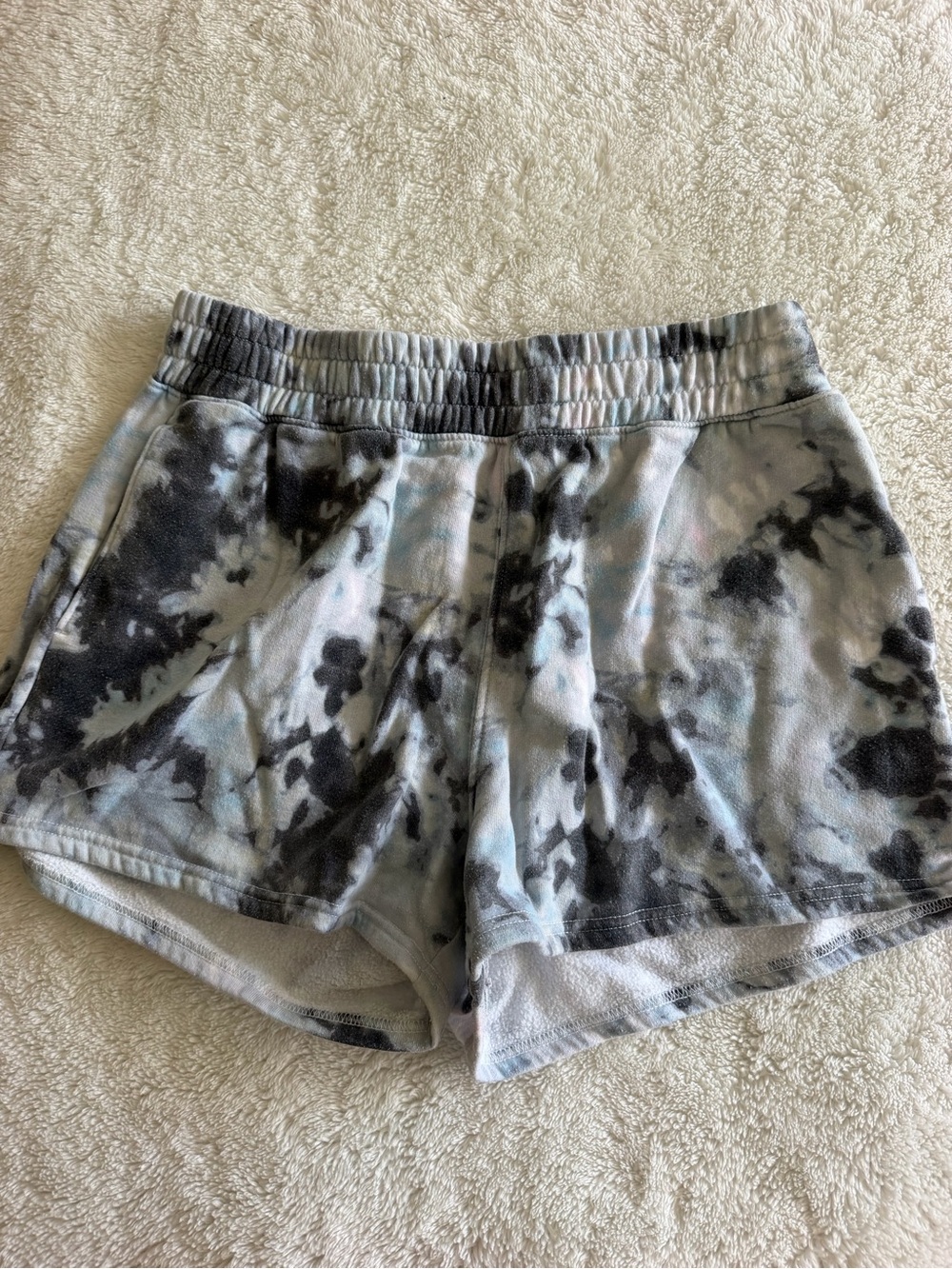 Hollister Tie-Dye Athletic Lounge Shorts - Black & Light Blue